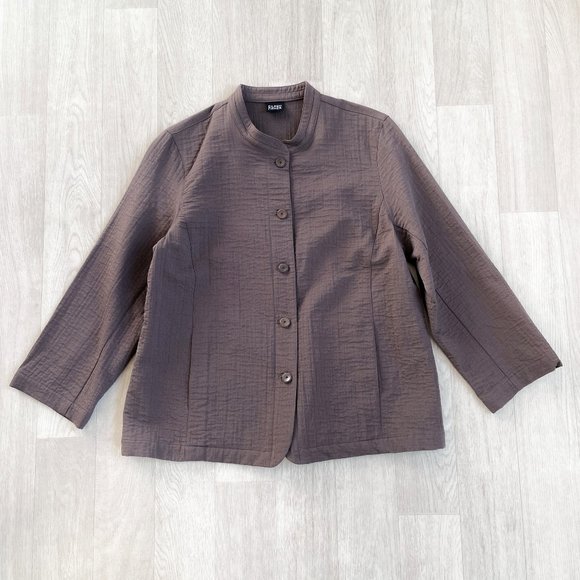 Eileen Fisher Stand Collar Jacket in Cobblestone Brown Size Small - Picture 1 of 10